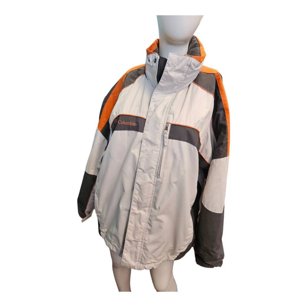 Columbia Off White Orange Snow Jacket Men's Size Large
